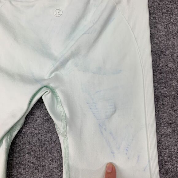 Lululemon In the Flow Crop Leggings 2 Mint High Waisted Ruched *READ CONDITION* - Picture 10 of 12